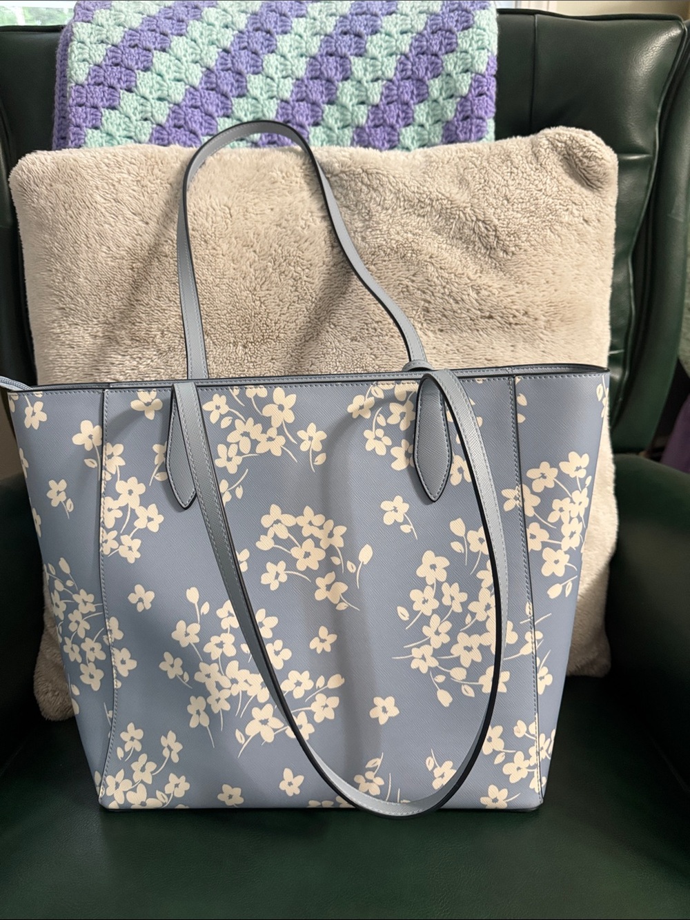 kate spade Blue Floral Tote Bag with matching wallet